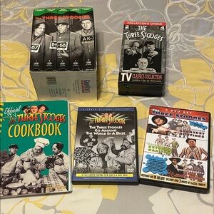 The Three Stooges collection- DVD ,VCR Apron and Cookbook Collection